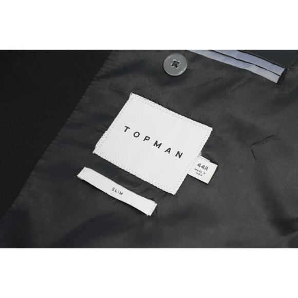 TopMan Suit Jacket Double Breasted Black Slim Fit Mens Size 44 R - Picture 10 of 11